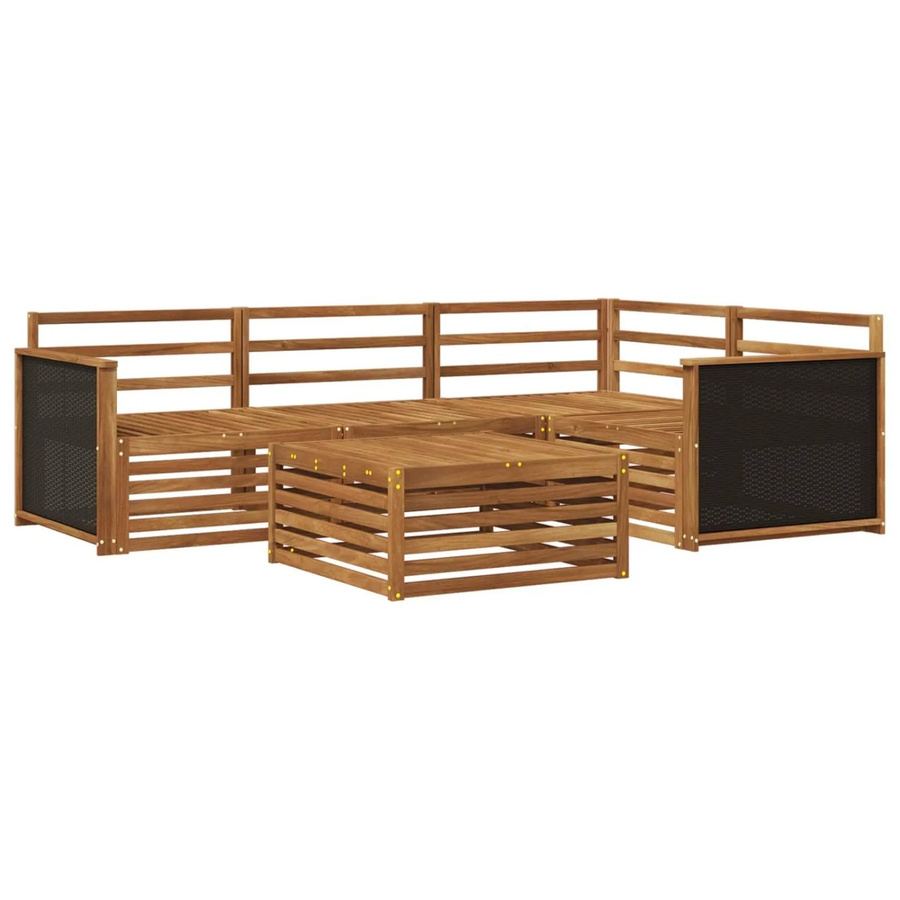 vidaXL Outdoor-Sofagarnitur aus Akazienholz in Braun, 5-teiliges L-Shape Set mit Tisch, Ecksofa, mittleren Sofas und Armlehnen, Latten-Design, B/T/H: 79 x 79 x 37 cm - Bild 2