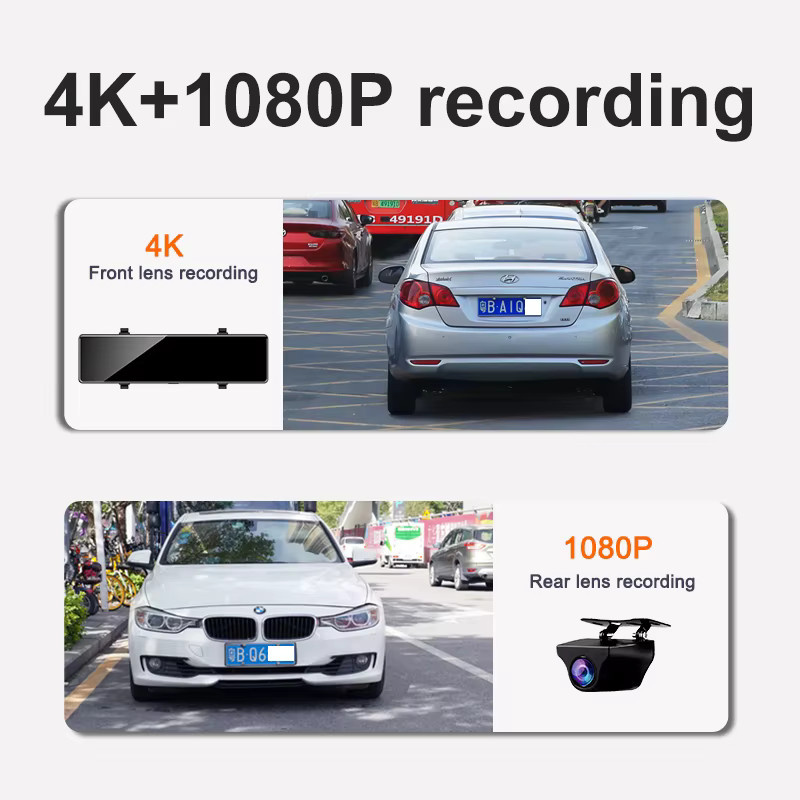 Acceo 4K Dashcam Rückspiegel mit Android Auto und Wireless CarPlay, Schwarz, inklusive WLAN und 1080P Rückfahrkamera - Bild 3