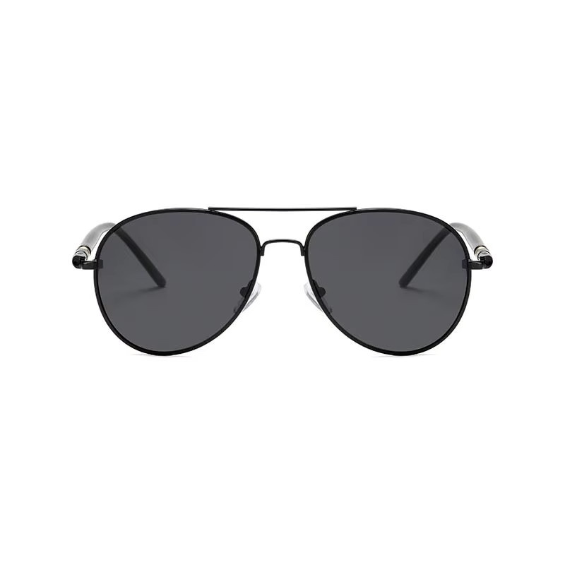Polarisierte Sonnenbrille, Herren, Metall, Vollrand, oval, schwarz - Bild 2