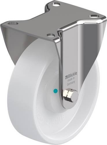 Blickle Bockrolle BX-PO 125KAD aus Edelstahl in Weiß mit 125 mm Rad-Durchmesser und 250 kg Tragfähigkeit - Bild 1