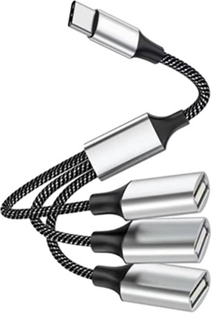 4-Port USB-C Hub Multi-USB-Erweiterung für schnelle Datenübertragung und Laden, Silber - Bild 1