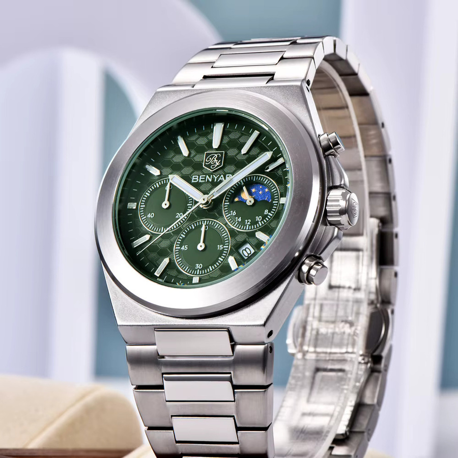 BENYAR Chronograph, Quarz, Edelstahl, Schwarz, Herren - Bild 4