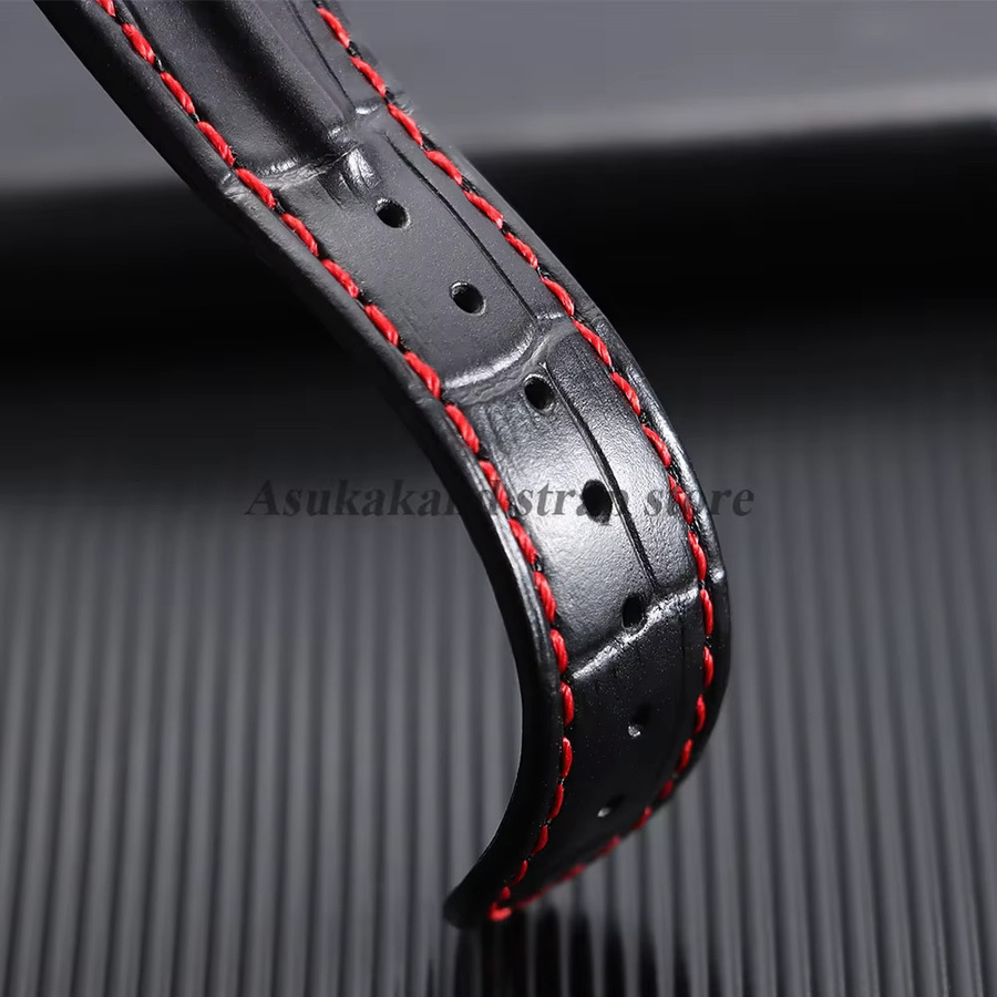 Uhrenarmband Leder, Krokodilmuster, Schwarz, 28 mm, Unisex - Bild 2