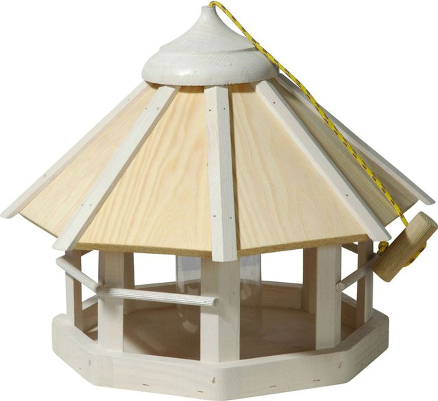 DOBAR Vogelhaus Camouflage 2.0 mit Futtersilo, 8-eckig, hängend, weiß, B/T/H: 40 x 40 x 33 cm - Bild 4