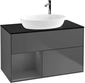 V&B Waschtischunterschrank Finion 100 Wandbeleuchtung in Anthrazit lackiert, B/T/H: 100 x 50,1 x 50,1 cm - Bild 1