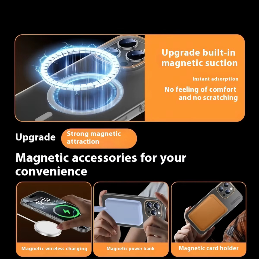 BeisFun MagSafe iPhone Hülle Ultradünn Matt Transparent oder Orange für iPhone 16 15 14 13 12 11 Pro Max X Xs XR 7 8 Plus Mini Wireless Charging Hard Cover - Bild 2