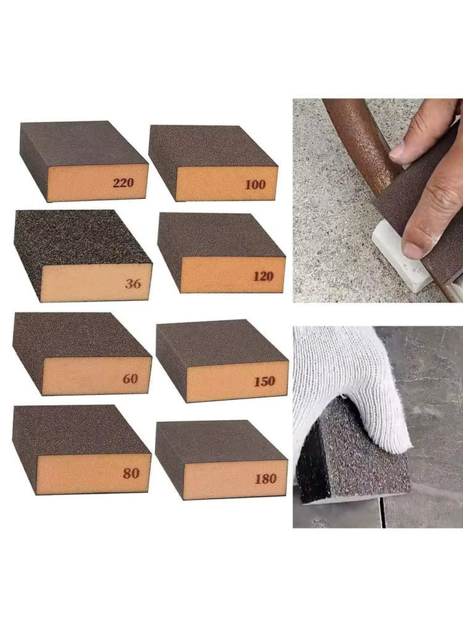 Schleifschwammblock für Holz, Metall und Kunststoff, Körnung 36 bis 220, braun, nass und trocken anwendbar - Bild 6