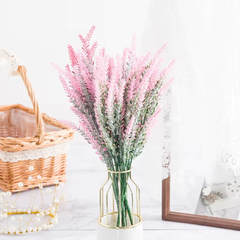 ZQCY Künstliche Lavendel-Pflanzen aus Kunststoff in Pink für Dekoration und Hochzeiten - Bild 1