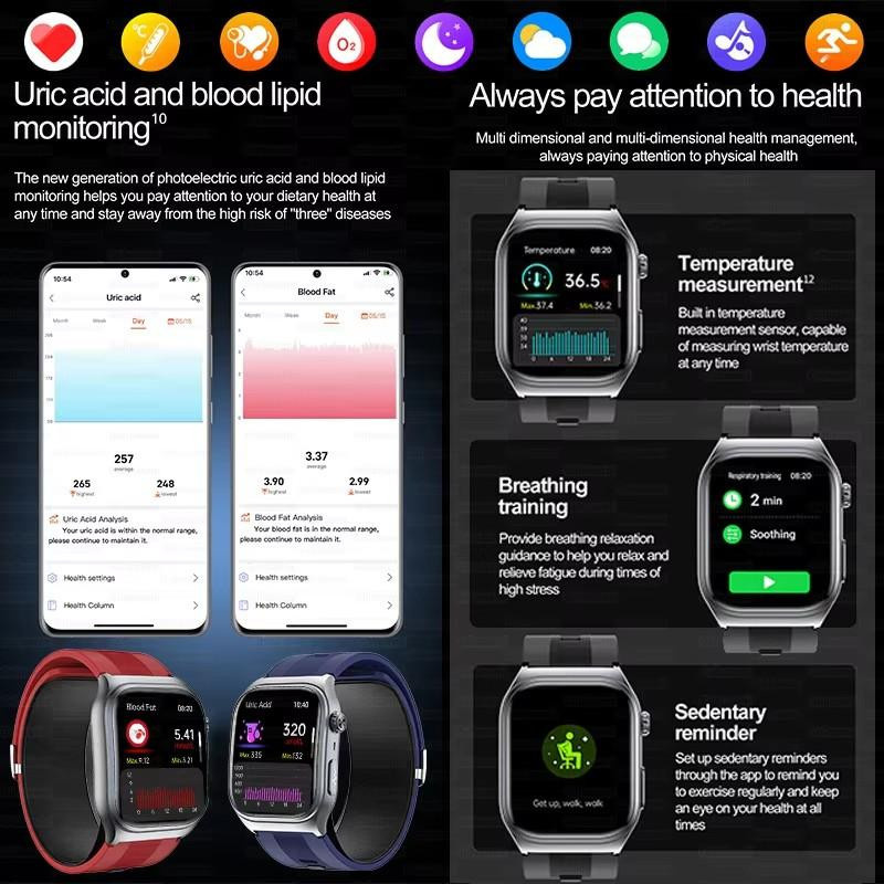 Smartwatch für Herren mit Saphirglas und Gesundheits-Tracker in Schwarz mit EKG, Herzfrequenz, SpO2 und Schlafüberwachung via Bluetooth - Bild 6