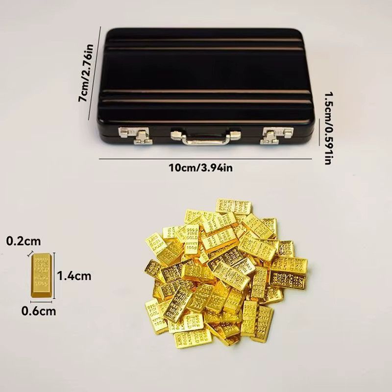 SHNGki Mini-Goldbarren-Replik im Koffer aus vergoldeter Aluminiumlegierung, Gold, Dekorationsmodell für Puppenhaus und Mikroszenen - Bild 5