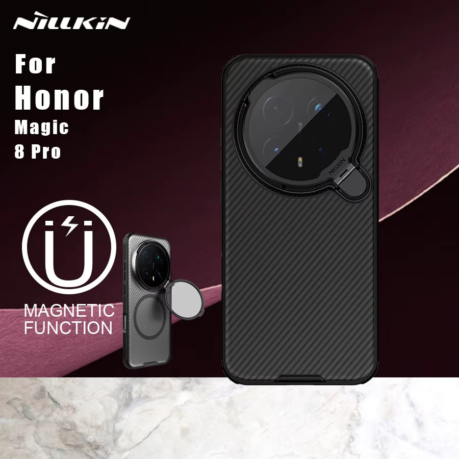 Nillkin Camshield Prop Magnetische Hülle für Honor Magic 8 Pro 5G in Schwarz mit Kameraschutz und Ständer - Bild 2