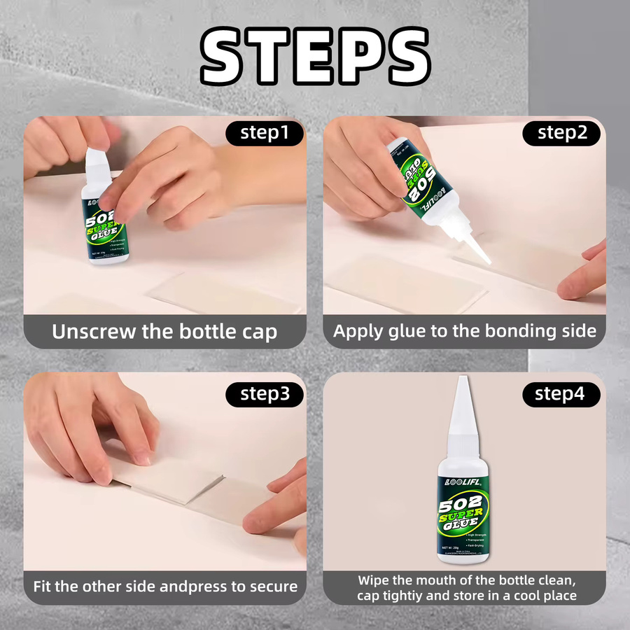 LOOLIFL 502 Super Glue Professional Liquid Cyanacrylat-Kleber für Glas, Metall und Kunststoff - Bild 5