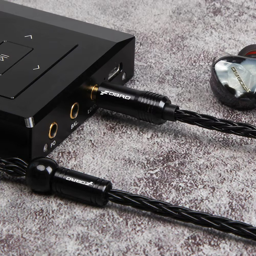 Fdbro 8-Core MMCX 2-Pin 0,78mm A2DC Versilbertes Kopfhörerkabel in Schwarz mit 2,5mm, 3,5mm oder 4,4mm Anschluss für SE315 und SE425 Headsets - Bild 2