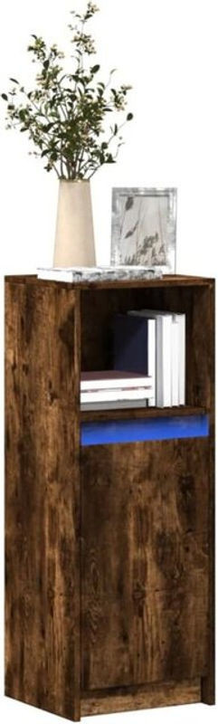Modernes LED-Sideboard Vidaxl aus Holzwerkstoff in Räuchereiche Braun, B/T/H: 38 x 34 x 100 cm - Bild 1