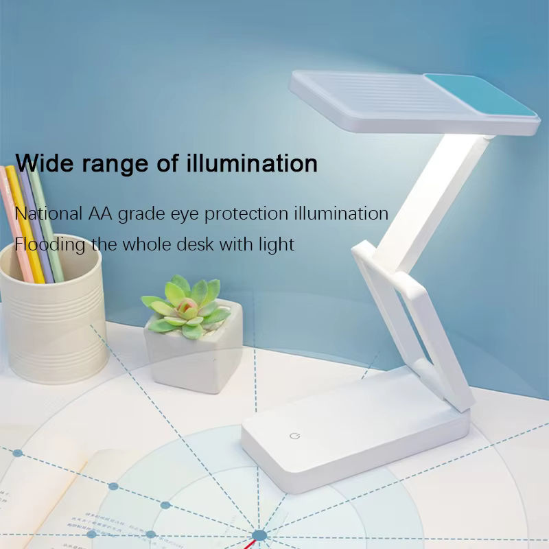 Feimefeiyou Zusammenklappbare LED-Schreibtischlampe in Weiß, wiederaufladbar und batteriebetrieben mit Touch-Bedienung - Bild 2