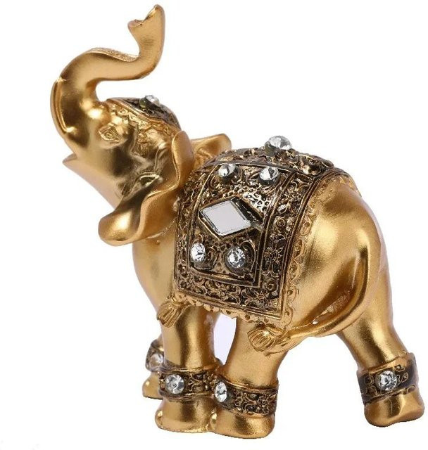 Goldene Elefantenstatue aus Kunstharz von Yiran Furniture als Feng Shui Glücksbringer und Deko-Ornament für deine Inneneinrichtung - Bild 1