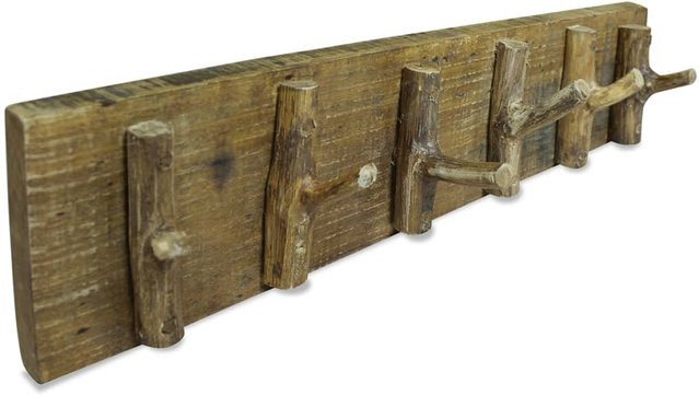 Vidaxl Kleiderständer aus recyceltem Holz in Braun mit Haken, B/H: 60 x 15 cm - Bild 1