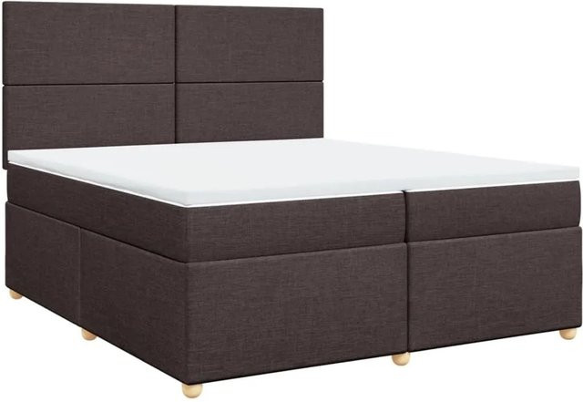 vidaXL Boxspringbett mit Matratze Dunkelbraun B: 200 cm, T: 200 cm, Hybrid-Konstruktion mit USB-Anschluss und Unterbettbeleuchtung - Bild 1