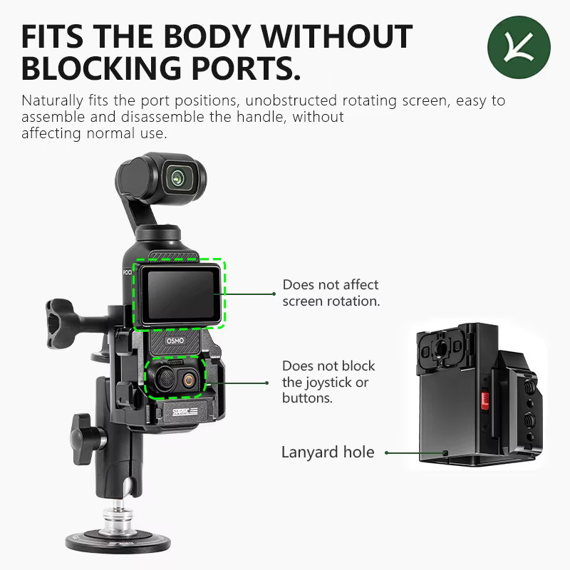 DJI Osmo Pocket 4 3 Multifunktions-Käfighalterung aus Metall in Schwarz als Schnellmontage-Adapterbasis und Verlängerungsrahmen - Bild 2