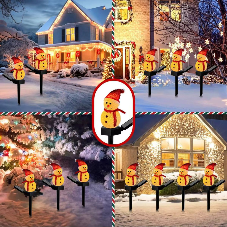 Peach Forest Solar Schneemann Gartenstecker für die Weihnachtsdekoration im Außenbereich, Mehrfarbig - Bild 6