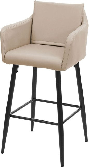 Barhocker MCW-H93 aus Kunstleder und Metall in Beige - Bild 1