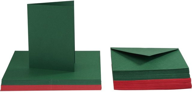VBS Doppelkarten mit Umschlägen Classic Xmas in Rot, Grün und Multi, 50 Stück - Bild 1