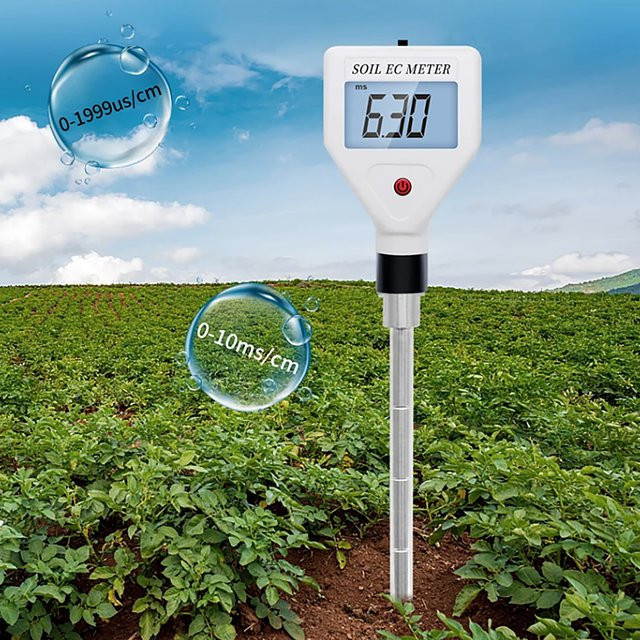 JUANJUAN EC-98361 Digitales Bodenmessgerät mit LCD zur Messung von EC-Wert und Feuchtigkeit für Blumen und Aquarien - Bild 1