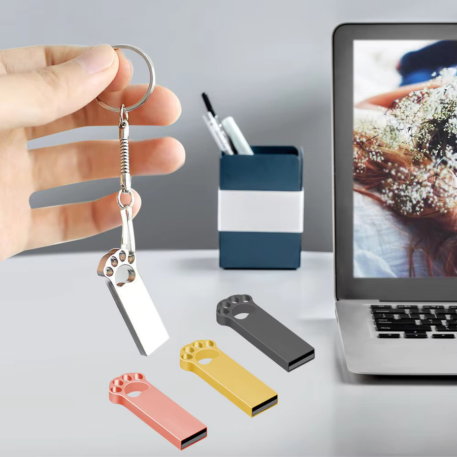 Oeny Cat Paw USB-Flash-Laufwerk in Grau, wasserdicht und kompakt mit USB-A Anschluss - Bild 3