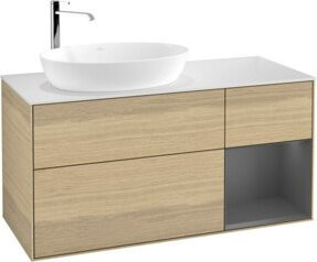 V&B Waschtischunterschrank Finion mit Wandbeleuchtung, Anthrazit und Eiche lackiert, Breite: 120 cm, Tiefe: 50,1 cm, Höhe: 50,1 cm - Bild 1
