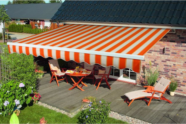 Spettmann Gelenkarmmarkise BASIS in Weiss oder Orange-Beige gestreift, B/T: 300 x 200 cm - Bild 1