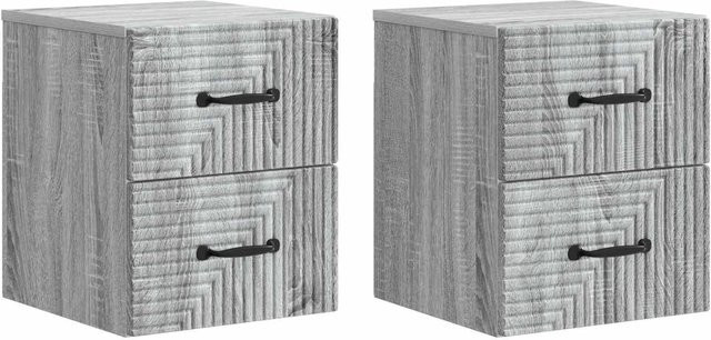 vidaXL Set aus 2 Wandmontierten Nachttischen in Grau Sonoma, Modernes Design für Schlafzimmer und Wohnräume, B/T/H: 34,5 x 33 x 40 cm - Bild 1