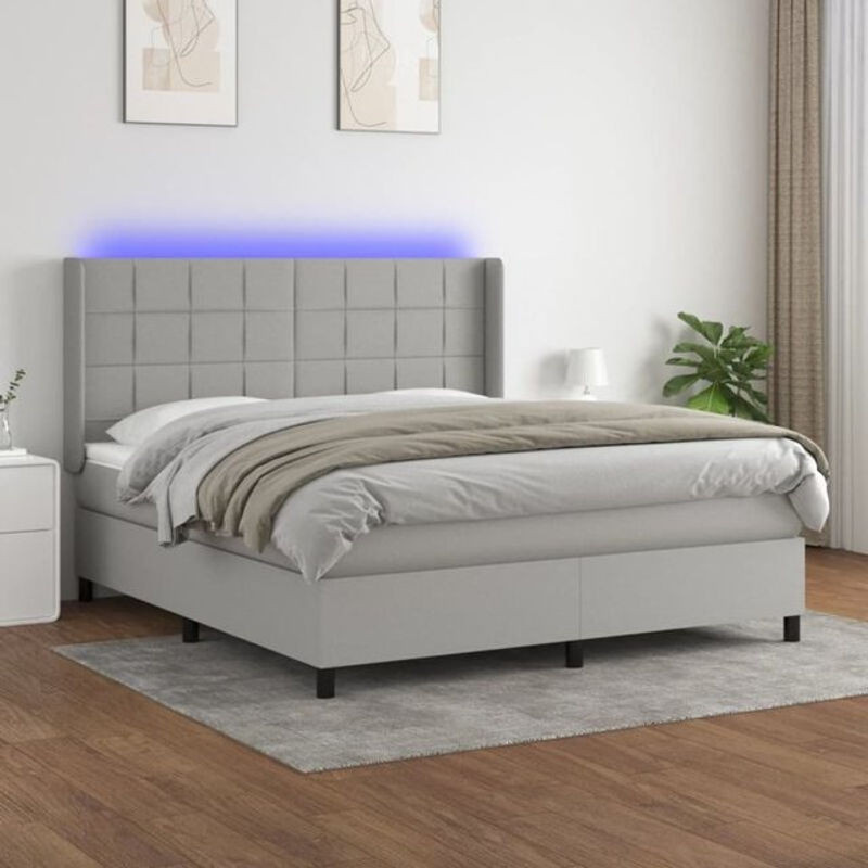 vidaxl Boxspringbett mit Matratze in Hellgrau aus Stoff, B/T/H: 160 x 200 x 118 cm - Bild 1