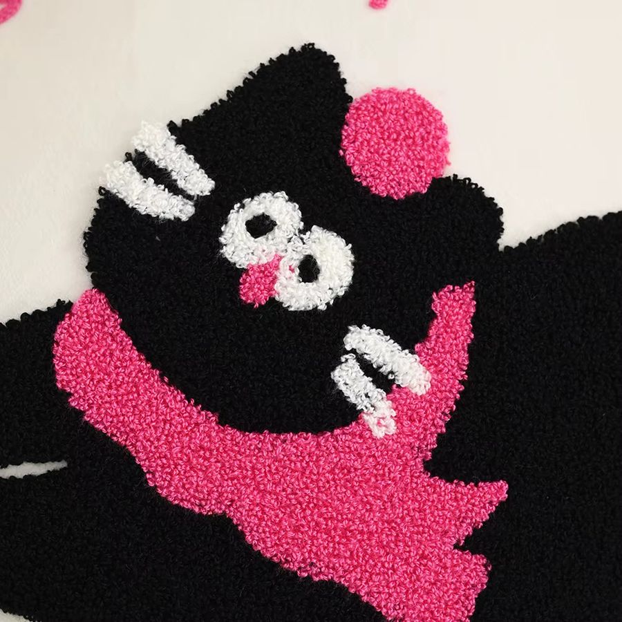 BUYNOW Kissenbezug mit Katze und Rose Stickerei aus Cord in Rosa für Wohnzimmer und Schlafzimmer - Bild 3