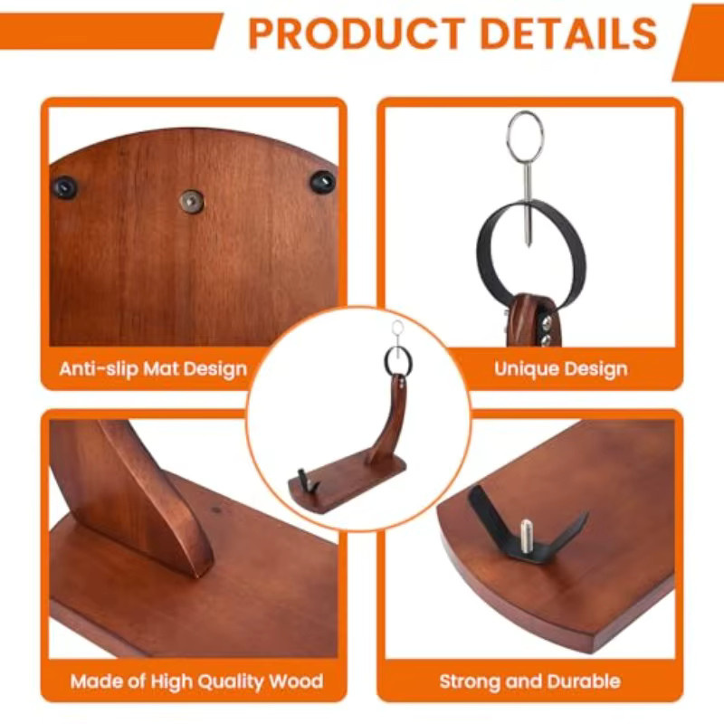 XMSJ Professioneller neigbarer Schinkenständer aus Holz in Braun mit rutschfesten Auflagen, B/T/H: 43,0 x 38,0 x 1,0 cm - Bild 4