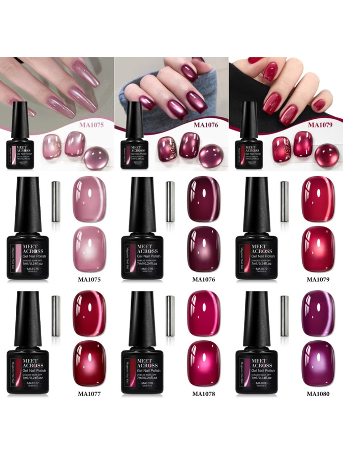 MEET ACROSS Winter Rose Magnetisches Gel Nagellack Set, 2 Stück - Bild 6