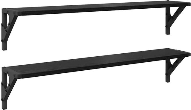 vidaXL Wandregale 2er Set in Schwarz und Eichen-Optik, B/T/H: 80 x 15 x 15,5 cm - Bild 1