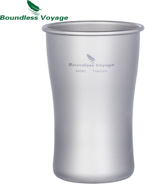 Boundless Voyage Titan-Bier-Reisebecher in Silber, ultraleichter Einwandbecher für Kaffee und Tee bei Outdoor, Camping und Picknick - Bild 1