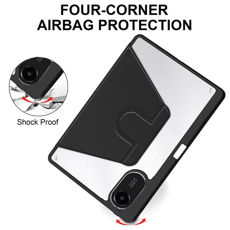 Transparente Acryl Schutzhülle mit Rotationsfunktion und Stifthalter für Xiaomi Redmi Pad 2 11 Zoll, Smart Stand Case in Transparent, Blau oder Schwarz - Bild 5