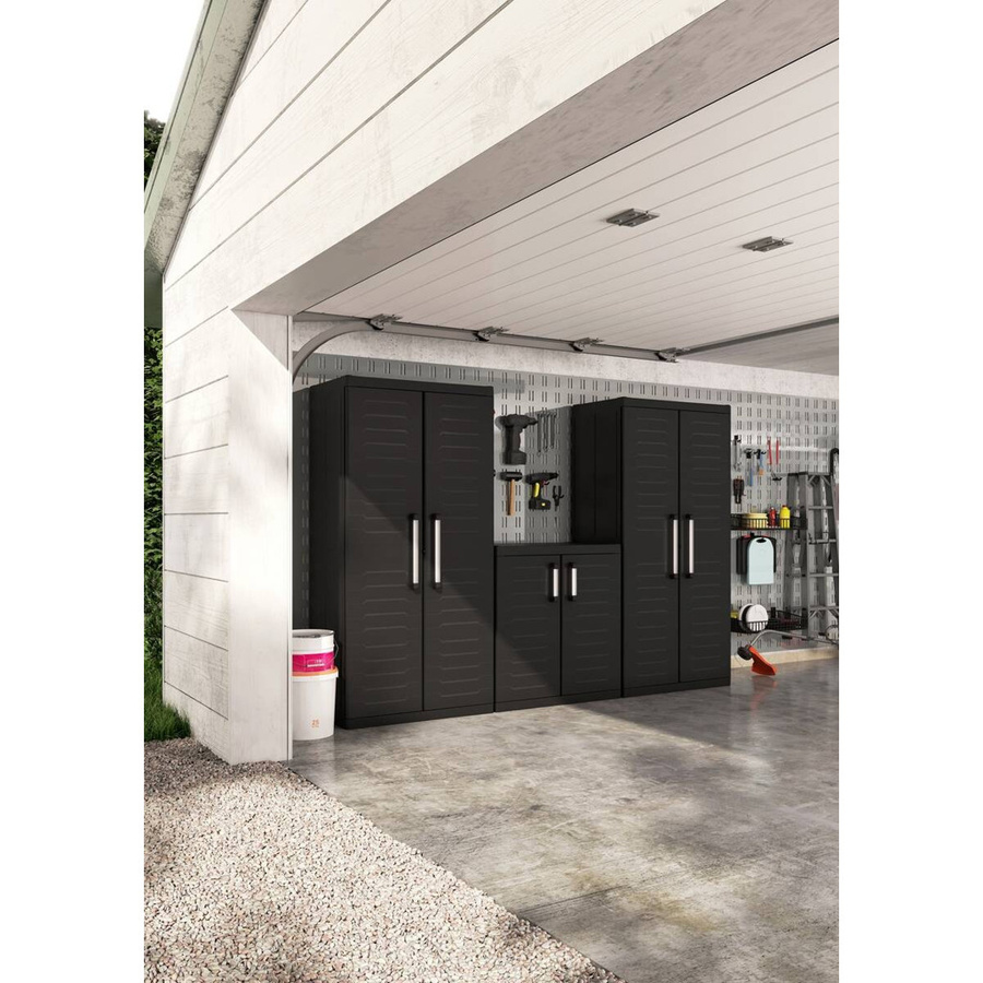 Keter Kunststoffschrank Detroit XL Schwarz mit Regalböden und Schloss, B/H/T: 89 x 93 x 54 cm - Bild 3