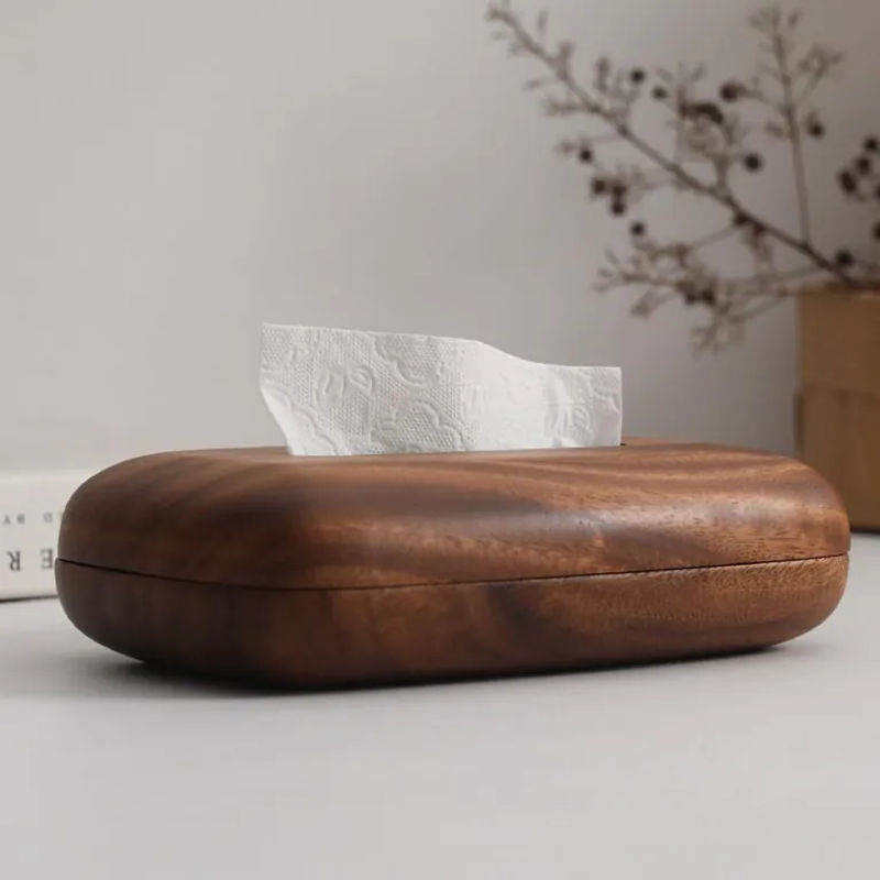 LEEAN Taschentuchboxhalter aus Walnussholz in Braun mit minimalistischem rechteckigem Design - Bild 4