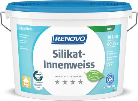 RENOVO Silikatfarbe Wand- und Deckenfarbe in Weiß, matt, 10 l - Bild 1
