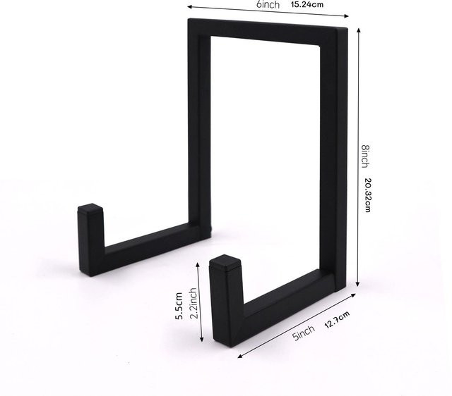 WIKHOSTAR Vinyl-Schallplatten-Aufbewahrungstisch aus Metall und Holz in Schwarz, minimalistischer LP-Display und Organizer für deine Schallplatten - Bild 1