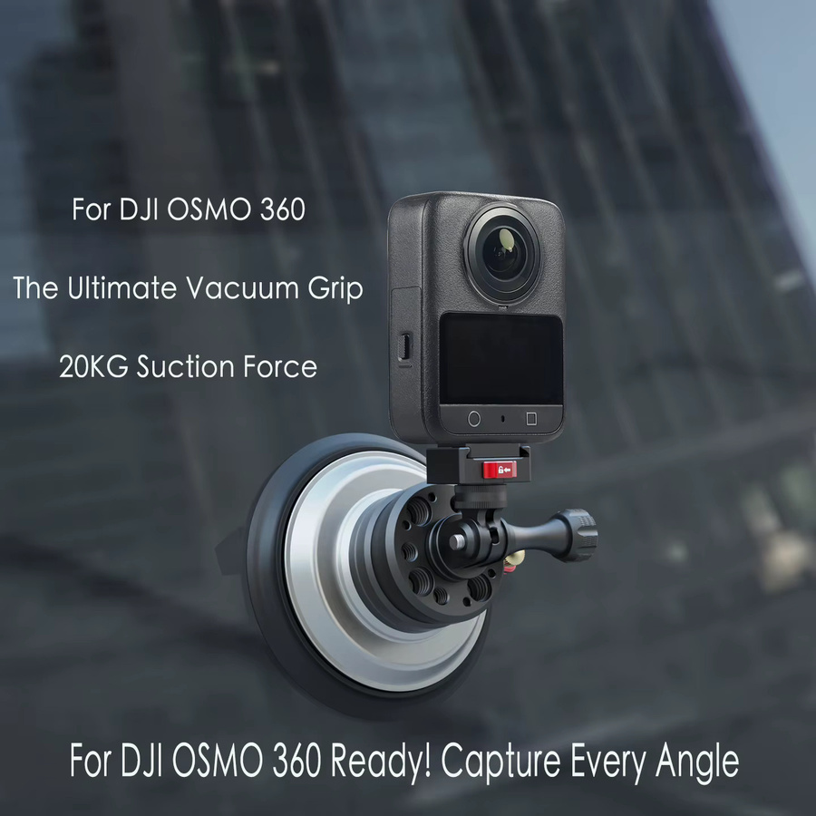 FEICHAO Magic Arm Magnethalterung mit verstellbarem Saugnapf und 1/4 Zoll Schraube aus Aluminium in Schwarz für DJI Osmo Pocket 3, GoPro 13 und Insta360 Kameras - Bild 3