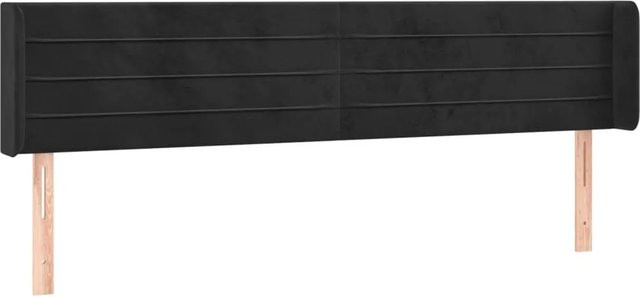vidaXL LED Kopfteil in Schwarz aus Samt mit integrierter Beleuchtung und USB-Anschluss, B: 203 cm, T: 16 cm, H: 78-88 cm - Bild 1