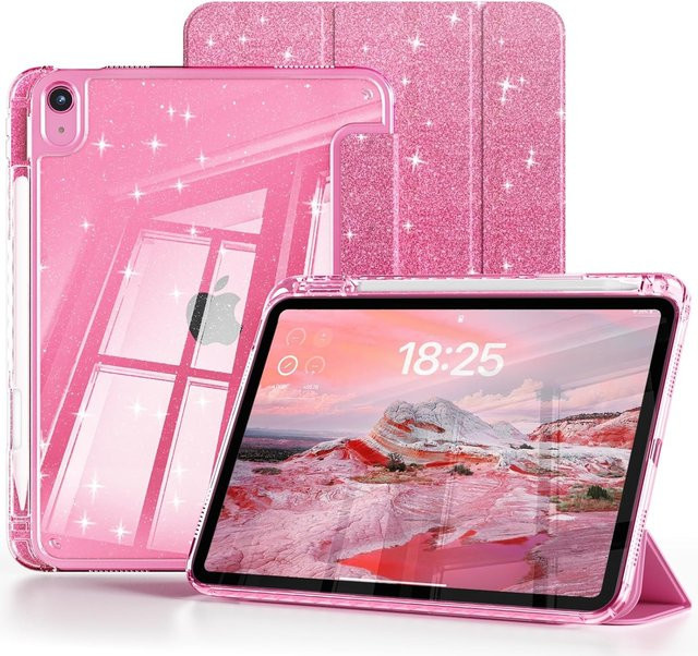 Glitzernde Smart Cover Schutzhülle für Apple iPad 11. Generation 2025 und 10. Generation 10,9 Zoll in Schwarz oder Pink - Bild 1
