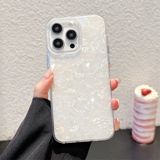 Stoßfeste Silikon Schutzhülle mit Shell Muster für iPhone 16 15 14 13 12 11 Pro Max Plus in Weiß von MUQGEW - Bild 1