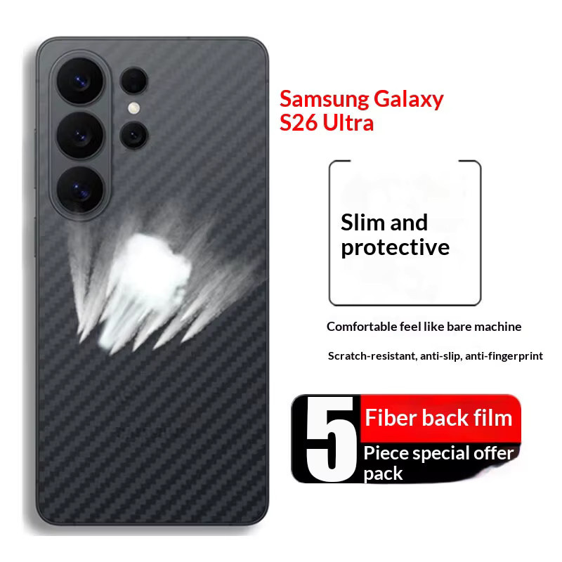 5 Stück transparente Rückseitenfolie im Kohlefaser-Design für Samsung Galaxy S26 Ultra mit matter Oberfläche zur vollständigen Abdeckung - Bild 6