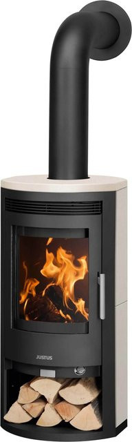 Justus Kaminofen Baltrum 2.0 in Schwarz-Beige mit Kalkstein und 5,5 kW Leistung - Bild 1