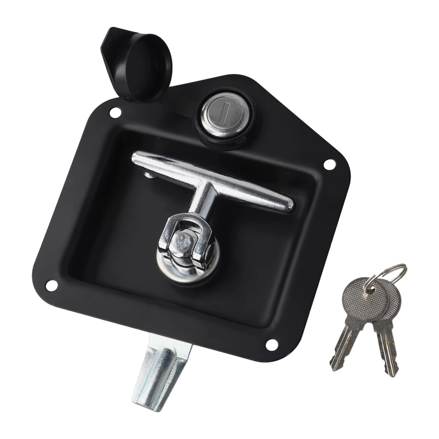 Robustes Klappschloss aus Edelstahl in Silber mit 2 Schlüsseln für Anhänger, Werkzeugkästen und Industrieschränke - Bild 1