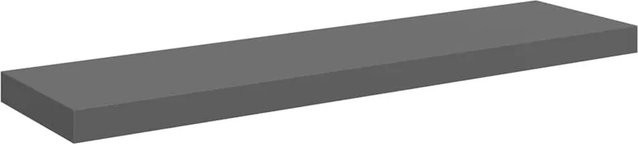 vidaXL Schwebendes Wandregal in Hochglanz-Grau aus MDF und Metall, B/T/H: 90 x 23,5 x 3,8 cm - Bild 1